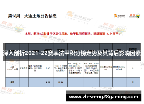 深入剖析2021-22赛季法甲积分榜走势及其背后影响因素